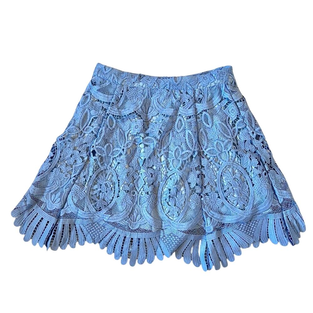 Lovers & Friends Mai Tai Scalloped Lace Trim Mini Skirt Crystal blue medium - Picture 3 of 11